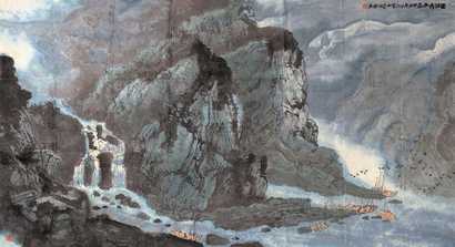 程振国 蜀江霁雨图 镜心